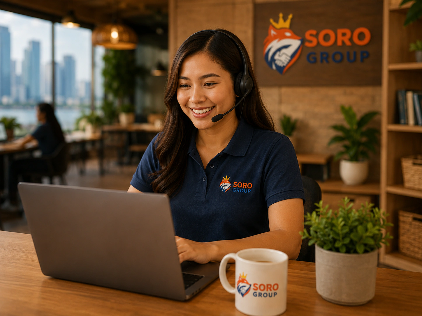 Remote support professional helping a client